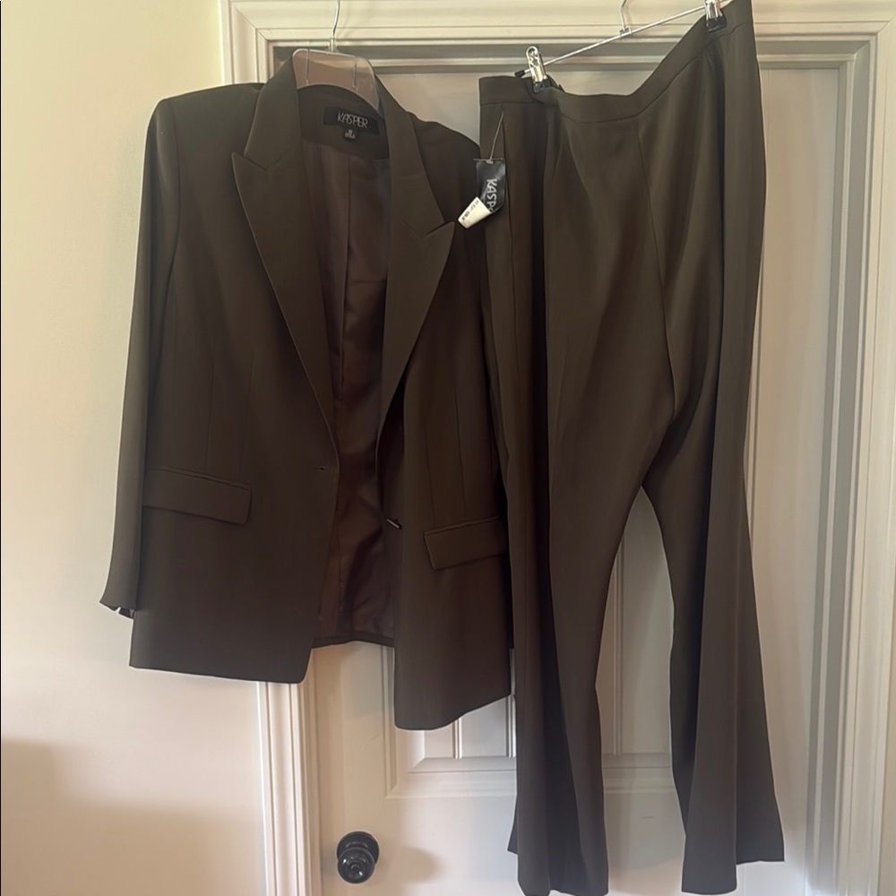 Kasper Olive Blazer and Pants Ensemble